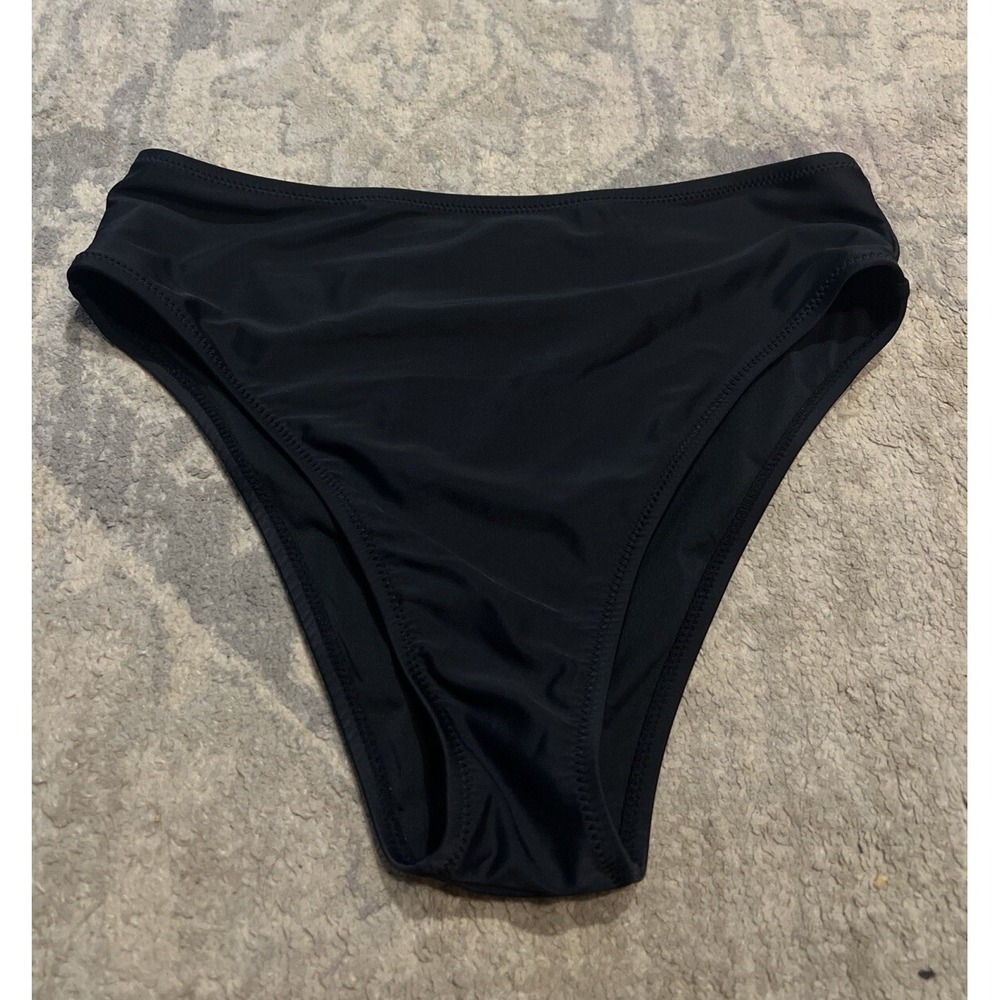NWOT RELLECIGA Women's Sz Large Black Brazilian V-Cut Bikini Bottoms‎